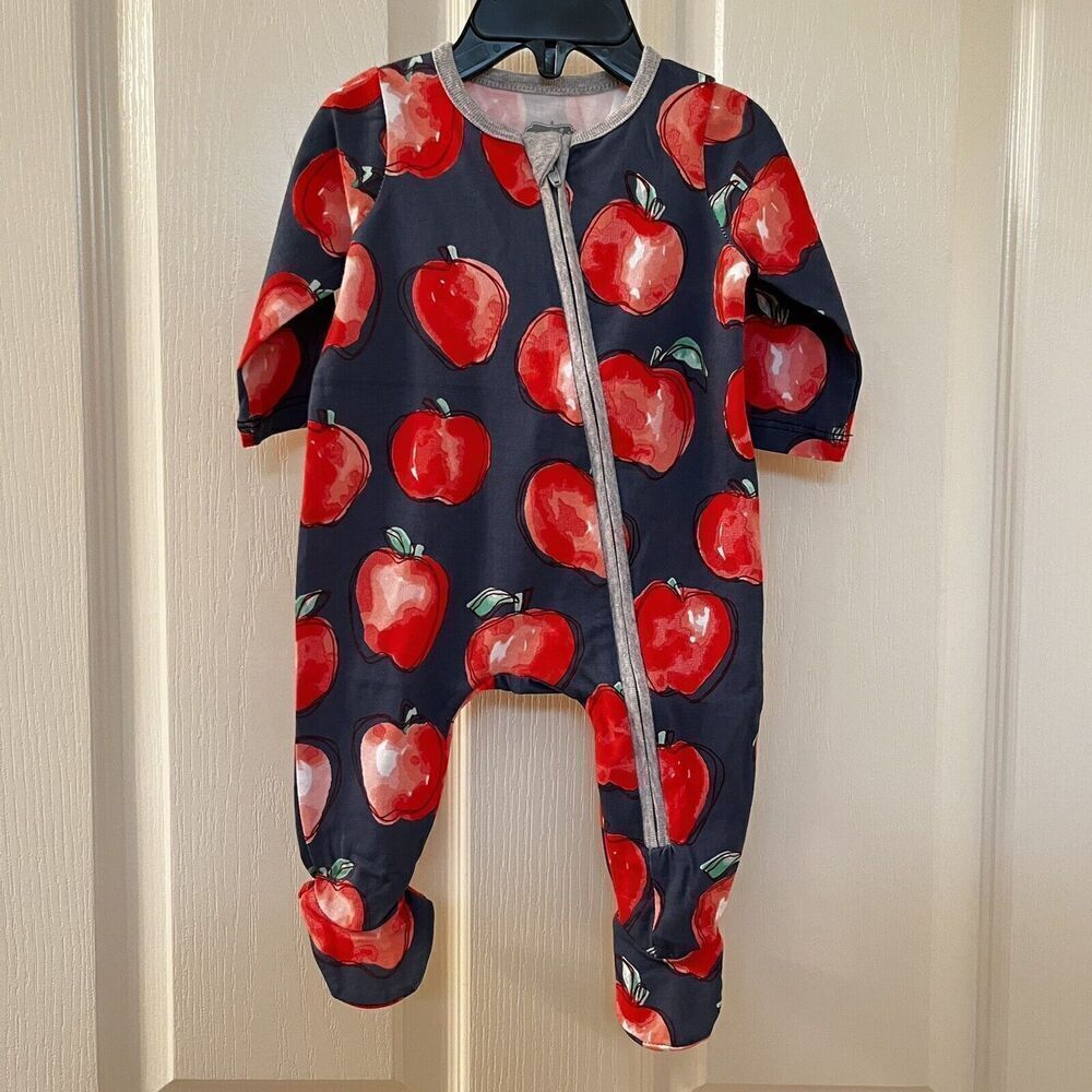 Mud Pie Apple Sleeper Footie Zippy One Piece Girls Size 0-3 Months NWT